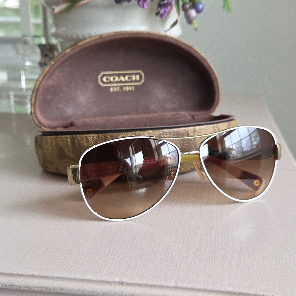 COACH Legacy Stripe Aviator Kristina Sunglaases - Picture 6 of 15
